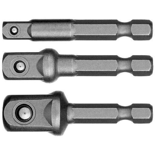 STAYER Набор MASTER "MAXFIX": Адаптеры для торцовых головок, сталь 40Cr, 3 предмета E1/4-1/4", E1/4-3/8", E1/4-1/2", 50 мм [26656-H3] фото 1