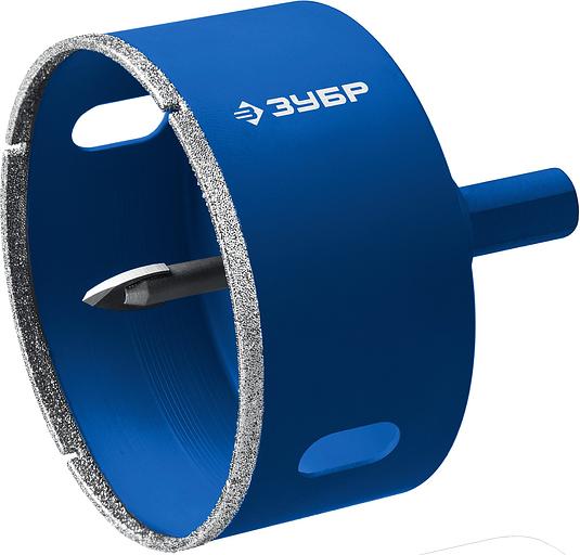 Коронка ЗУБР алмазная в сборе по кафелю, керамике с центрирующим сверлом и имбусовым ключом, зерно 60, 68мм [29850-68] фото 1