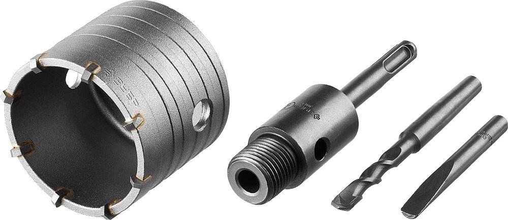 ЗУБР Коронка буровая, коническая посадка центрирующего сверла, SDS-Plus хвостовик, в сборе, 68мм [2918-68_z01] фото 2