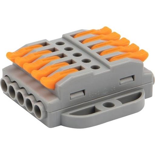 Rexant 07-6265 Клемма СМК 222-425P проходная 5 полюсов, с монтажной площадкой (0,08-4 мм?), серая (20 шт./уп.) фото 1