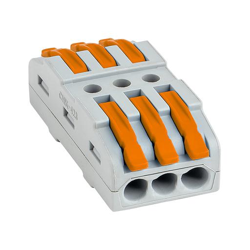 EKF plc-smk-423 Строительно-монтажная клемма СМК 222-423 проходная 3 полюса 0,08-4мм2 (25шт.) фото 1