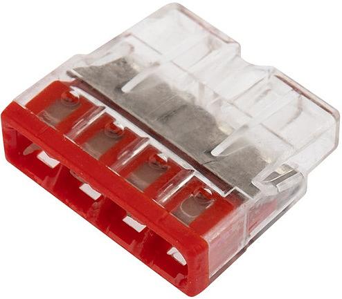 Wago 2273-204 Клемма 4-проводная (0,5-2,5 кв.мм) красная (1 шт) фото 1