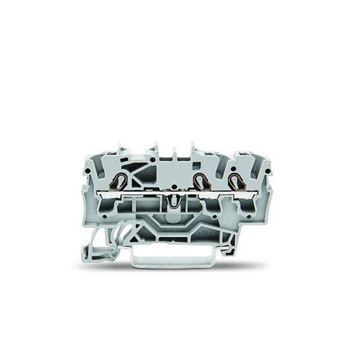 Wago 2002-1301 Клемма трехпроводная проходная 0.25-2.5(4)мм.кв. на DIN рейку фото 1