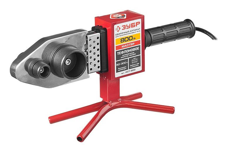 ЗУБР Мастер [АСТ-800] Сварочный аппарат (паяльник) для полипропиленовых труб { АСТ-800, 800 Вт, 50-300С, насадки 20, 25, 32, 40, 50, 63мм, мет. кейс, 220В } фото 1