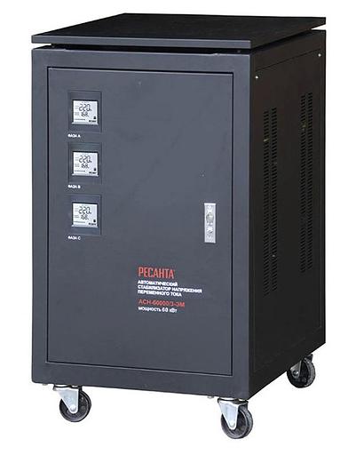 Ресанта АСН-60 000/3 63/4/10 Стабилизатор трехфазный {380В±2%, Габ. 650х540х1090, Вес 205 кг} фото 1