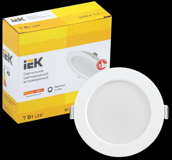 Iek LDVO0-1611-07-3000-K01 Светильник LED ДВО 1611 белый круг 7Вт 3000К IP20 {пластик. корпус, диам 95 мм} фото 1