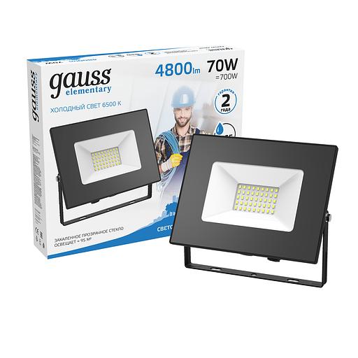GAUSS 613100370 Прожектор светодиодный LED 70W 4600lm IP65 6500К черный 1/24 фото 2