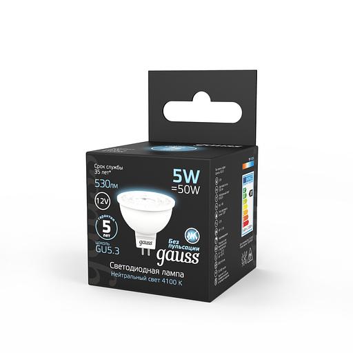GAUSS 201505205 Светодиодная лампа LED MR16 GU5.3 5W 12V 530lm 4100K 1/10/100 фото 4