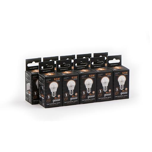 GAUSS 105102107 Светодиодная лампа LED Шар E27 6.5W 520lm 3000K 1/10/50 фото 4