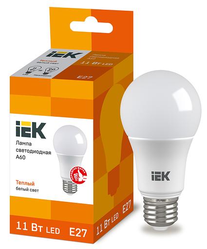 Iek LLE-A60-11-230-30-E27 Лампа светодиодная ECO A60 шар 11Вт 230В 3000К E27 IEK фото 1