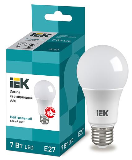 Iek LLE-A60-7-230-40-E27 Лампа светодиодная ECO A60 шар 7Вт 230В 4000К E27 IEK фото 1