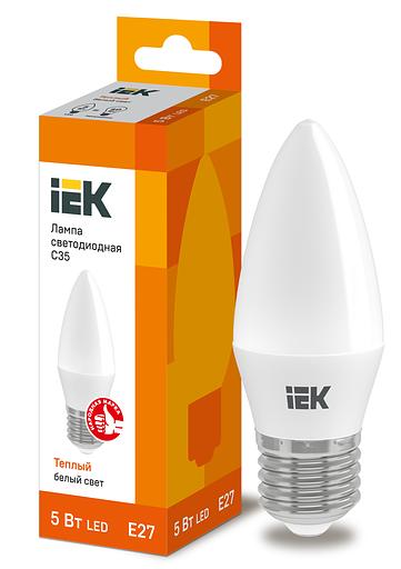 Iek LLE-C35-5-230-30-E27 Лампа светодиодная ECO C35 свеча 5Вт 230В 3000К E27 IEK фото 1