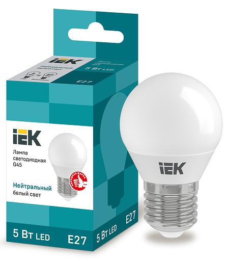Iek LLE-G45-5-230-40-E27 Лампа светодиодная ECO G45 шар 5Вт 230В 4000К E27 IEK фото 1