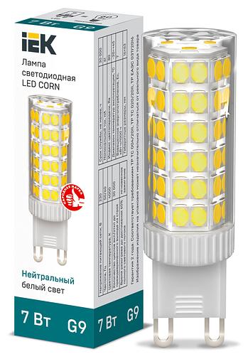 Iek LLE-CORN-7-230-40-G9 Лампа LED CORN капсула 7Вт 230В 4000К керамика G9 фото 1