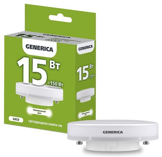 IEK LL-T80-15-230-40-GX53-G Лампа LED T80 таблетка 15Вт 230В 4000К GX53 GENERICA фото 1