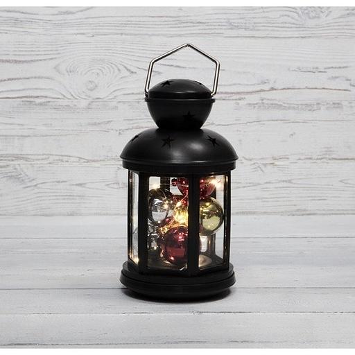 Neon-night 513-061 Декоративный фонарь с шариками 12х12х20,6 см, черный корпус, теплый белый цвет свечения фото 1