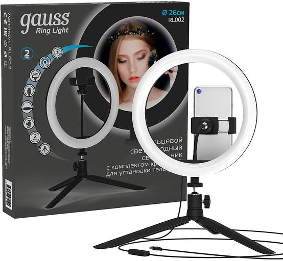 GAUSS RL002 Светодиодный светильник кольцевой ДНБ-14ВТ, USB, пульт управления в комплекте (3 цветовые температуры),диаметр 16см, IP20 Gauss фото 3