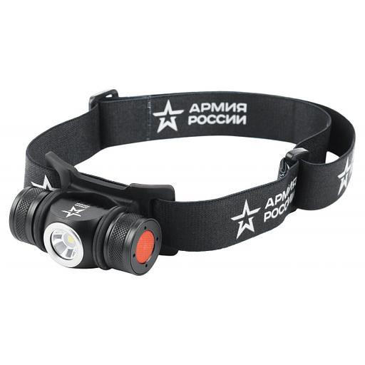 ЭРА Б0052317 РОССИИ Фонарь налобный светодиодный АРМИЯ РОССИИ GA-502 аккумуляторный, 5B, 5 режимов, черный, на магните, micro-USB фото 1