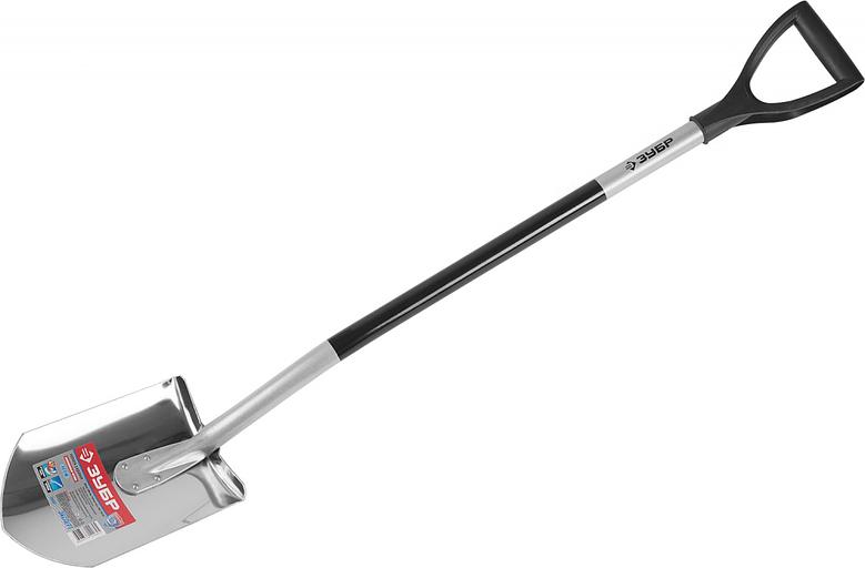 Лопата "Артель-НС" штыковая из нержавеющей стали, эргономичный алюминиевый черенок, с рукояткой, Зубр Профессионал [39407_z01] фото 1