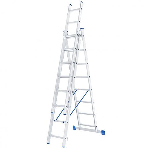 СИБРТЕХ Лестница, 3 х 8 ступеней, алюминиевая, трехсекционная, Россия [97818] фото 1