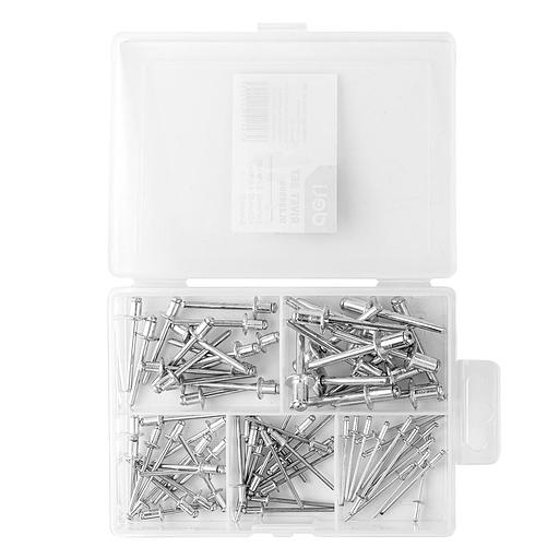 Набор заклепок Deli DL236906 75 шт (2.4мм,3.2мм,4.0мм,4.8мм,6.0мм) * 15 шт 75шт (2,4 / 3,2 / 4,0 / 4,8 / 6,0 мм) * 15 шт, пластиковый кейс фото 3