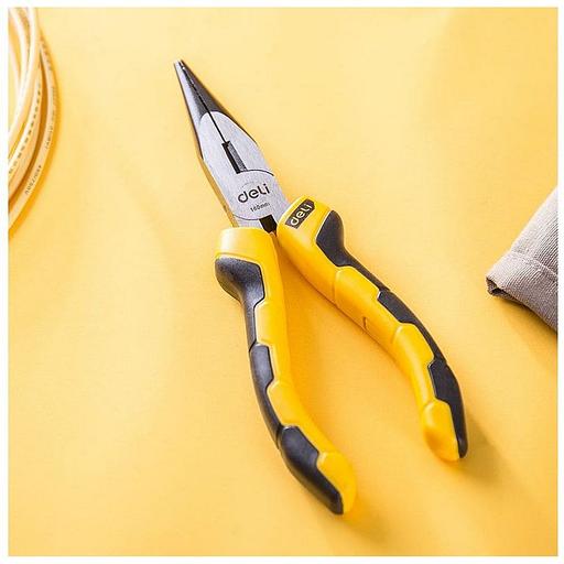 Удлиненные плоскогубцы Deli DL2106 160мм, двухкомпонентная рукоять фото 4