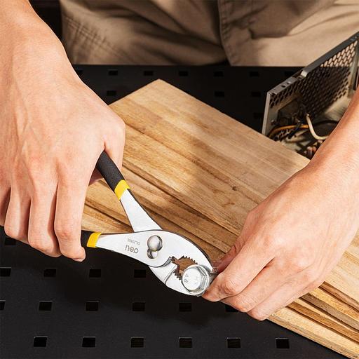 Пассатижи переставные двухдиапазонные Deli DL25508 200мм, прорезиненная двухкомпонентная ручка фото 3