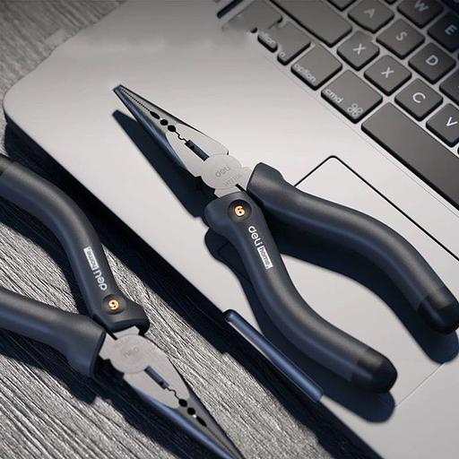 Удлиненные плоскогубцы "Home Series Black" Deli HT2106 160мм, эксклюзивный дизайн, рукоятка из высококачественного софттач пластика фото 6