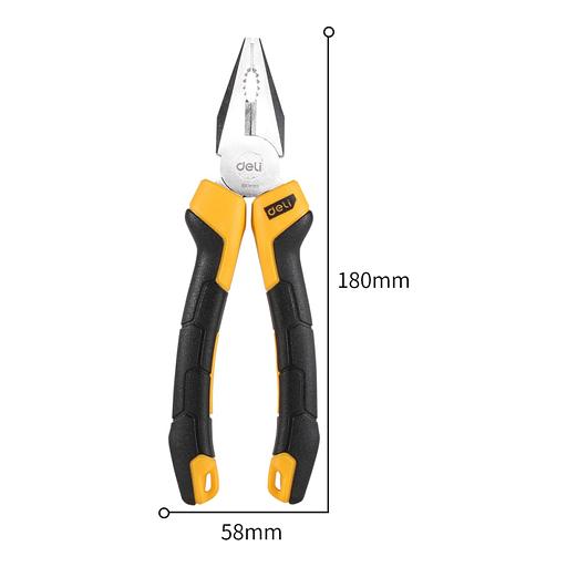 Комбинированные плоскогубцы Deli DL2007Z 180мм, мталь CrV, прорезиненная двухкомпонентная ручка фото 3