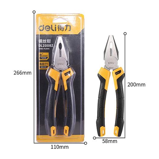 Комбинированные плоскогубцы Deli DL2008Z 200мм, сталь CrV, прорезиненная двухкомпонентная ручка фото 4