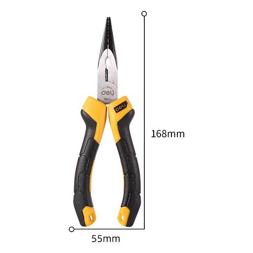 Удлиненные плоскогубцы Deli DL2106Z 160мм, сталь CrV, прорезиненная двухкомпонентная ручка фото 3