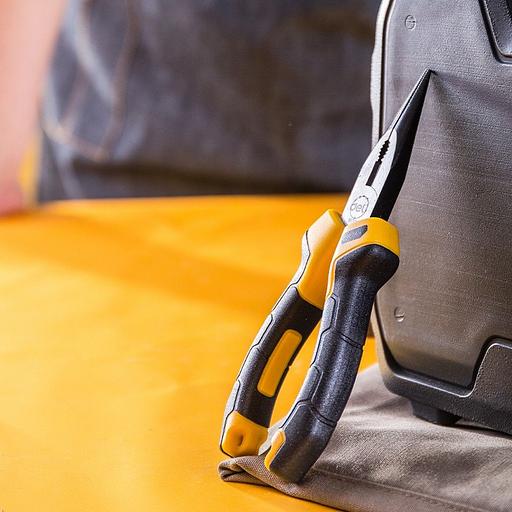 Удлиненные плоскогубцы Deli DL2106Z 160мм, сталь CrV, прорезиненная двухкомпонентная ручка фото 8