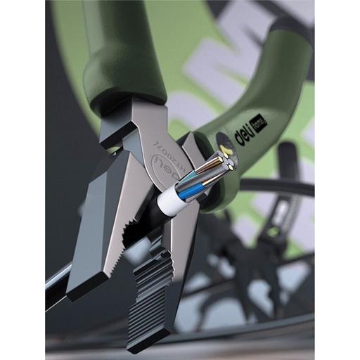 Комбинированные плоскогубцы "Home Series Green" Deli HT2007L 180мм, эксклюзивный дизайн, рукоятка из высококачественного софттач пластика фото 2