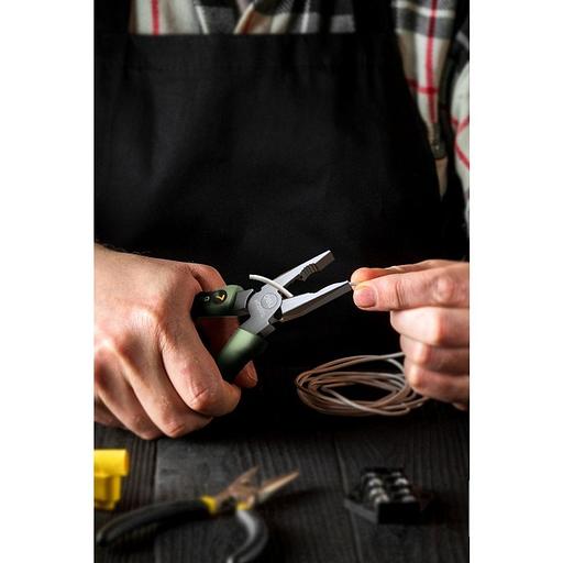 Комбинированные плоскогубцы "Home Series Green" Deli HT2007L 180мм, эксклюзивный дизайн, рукоятка из высококачественного софттач пластика фото 3