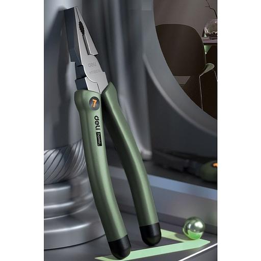Комбинированные плоскогубцы "Home Series Green" Deli HT2007L 180мм, эксклюзивный дизайн, рукоятка из высококачественного софттач пластика фото 4