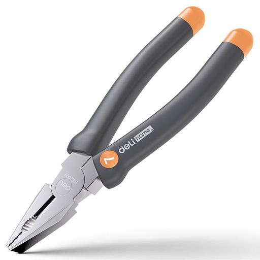 Комбинированные плоскогубцы "Home Series Gray" Deli HT2007C 180мм, эксклюзивный дизайн, рукоятка из высококачественного софттач пластика фото 1