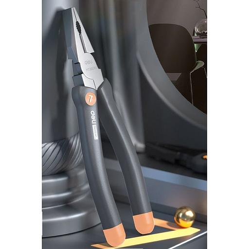 Комбинированные плоскогубцы "Home Series Gray" Deli HT2007C 180мм, эксклюзивный дизайн, рукоятка из высококачественного софттач пластика фото 2