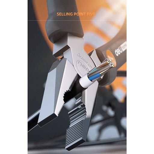 Комбинированные плоскогубцы "Home Series Gray" Deli HT2007C 180мм, эксклюзивный дизайн, рукоятка из высококачественного софттач пластика фото 4