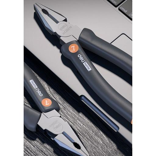 Комбинированные плоскогубцы "Home Series Gray" Deli HT2007C 180мм, эксклюзивный дизайн, рукоятка из высококачественного софттач пластика фото 5