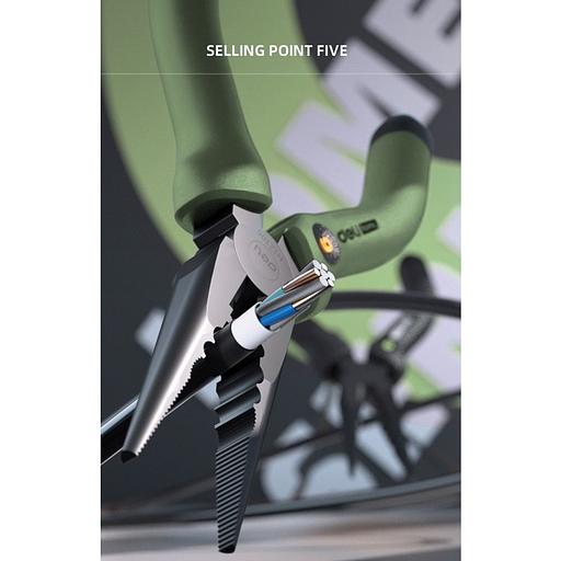 Удлиненные плоскогубцы "Home Series Green" Deli HT2106L 160мм, эксклюзивный дизайн, рукоятка из высококачественного софттач пластика фото 2