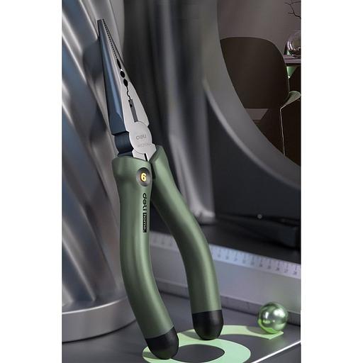Удлиненные плоскогубцы "Home Series Green" Deli HT2106L 160мм, эксклюзивный дизайн, рукоятка из высококачественного софттач пластика фото 5