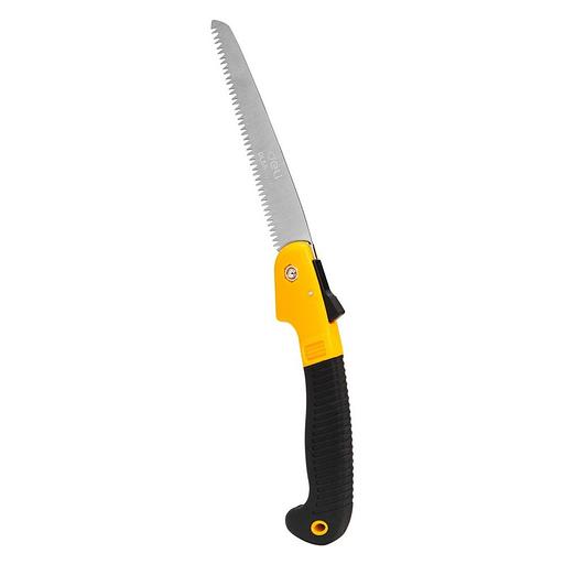 Садовая пила складная Deli DL580618 180мм, сталь 65MN, шаг зубьев 7 TPI, обрезиненая ручка, шлифовка зубов с 3-х сторон, двухрядное распределение кромок фото 1
