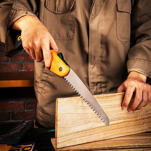 Садовая пила складная Deli DL580618 180мм, сталь 65MN, шаг зубьев 7 TPI, обрезиненая ручка, шлифовка зубов с 3-х сторон, двухрядное распределение кромок фото 3