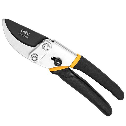 Секатор садовый Deli DL580204 лезвия с тефлоновым покрытием, длина 200мм, макс.диаметр резки 15мм, сталь 55С фото 1