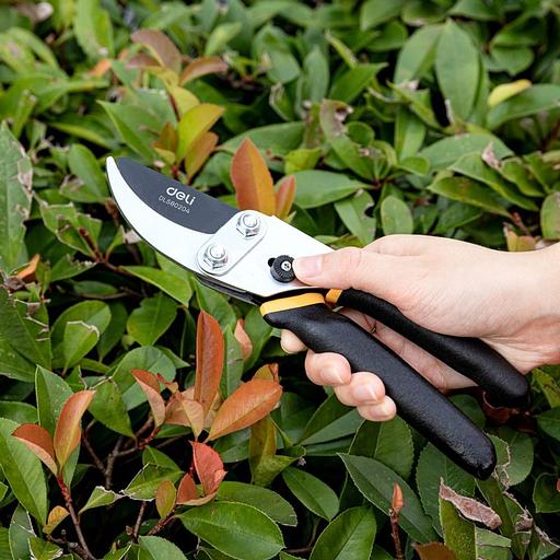 Секатор садовый Deli DL580204 лезвия с тефлоновым покрытием, длина 200мм, макс.диаметр резки 15мм, сталь 55С фото 5