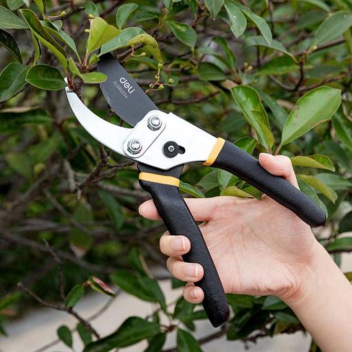 Секатор садовый Deli DL580204 лезвия с тефлоновым покрытием, длина 200мм, макс.диаметр резки 15мм, сталь 55С фото 6