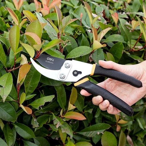 Секатор садовый Deli DL580204 лезвия с тефлоновым покрытием, длина 200мм, макс.диаметр резки 15мм, сталь 55С фото 10