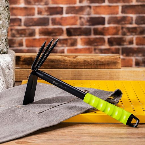 Набор садового инструмента (лопатка, двусторонняя мотыжка, пятизубчатые грабли) Deli DL580803 длина 31 см, защита от ржавчины и коррозии фото 6