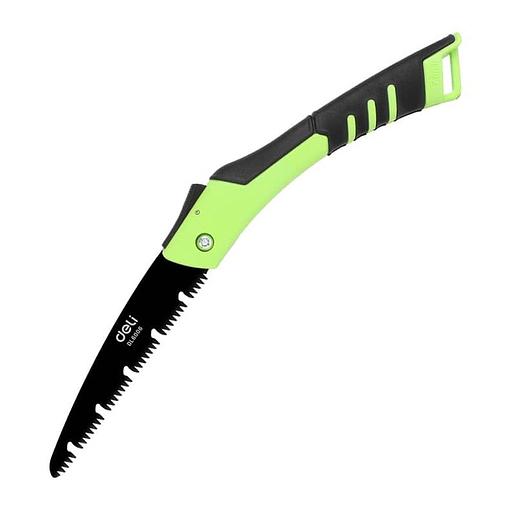 Садовая пила складная Deli DL6006 180мм, сталь 65MN, шаг зубьев 7 TPI, обрезиненая ручка, шлифовка зубов с 3-х сторон, двухрядное распределение кромок фото 1