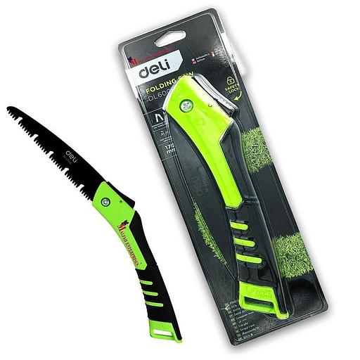 Садовая пила складная Deli DL6006 180мм, сталь 65MN, шаг зубьев 7 TPI, обрезиненая ручка, шлифовка зубов с 3-х сторон, двухрядное распределение кромок фото 4